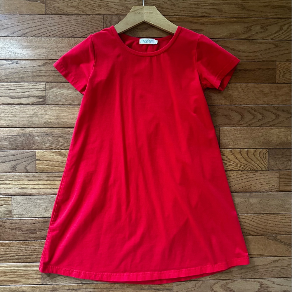 ❤️ ARSHINER girls dress red short sleeve dress size 120 size 6 size 7 youth - Picture 4 of 6
